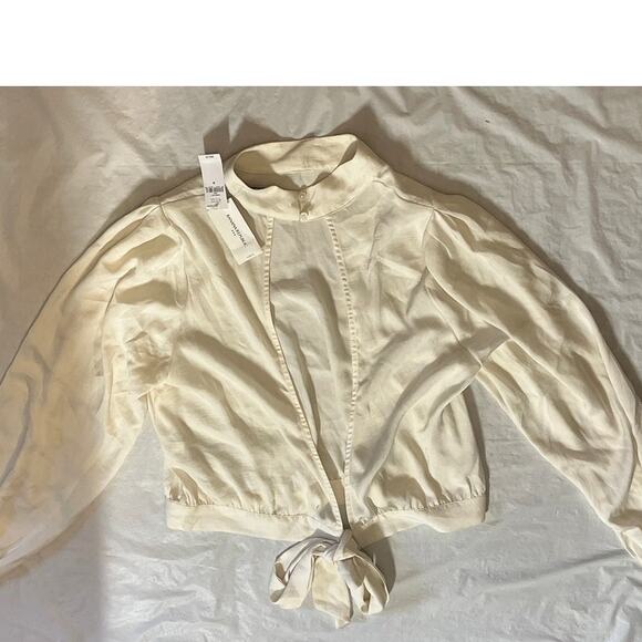 Banana Republic Mock Neck Open Back Top Blouse - Cream - Size: M -Excellent - Picture 3 of 10